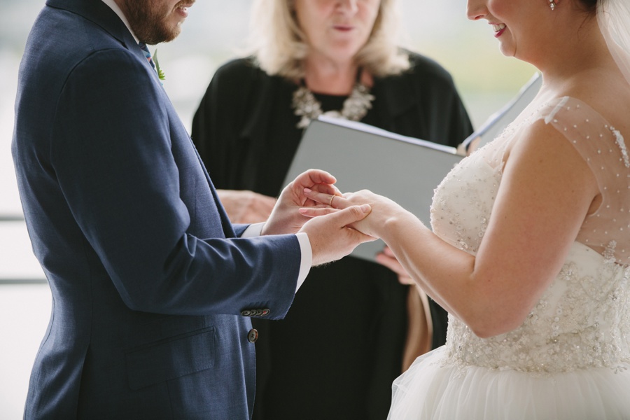 Exchanging Rings during Wedding Ceremony in Vancouver
