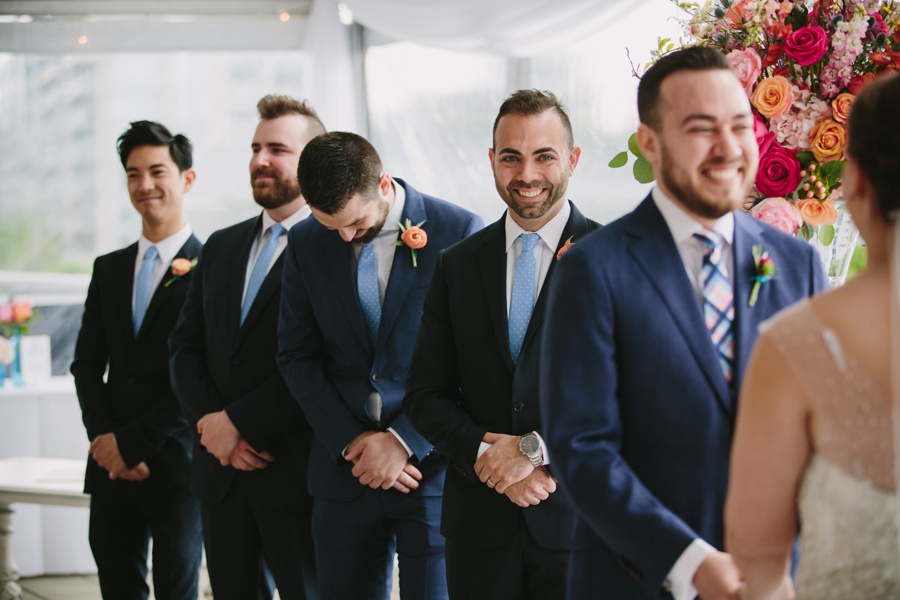 Laughing Groomsmen at Science World Vancouver