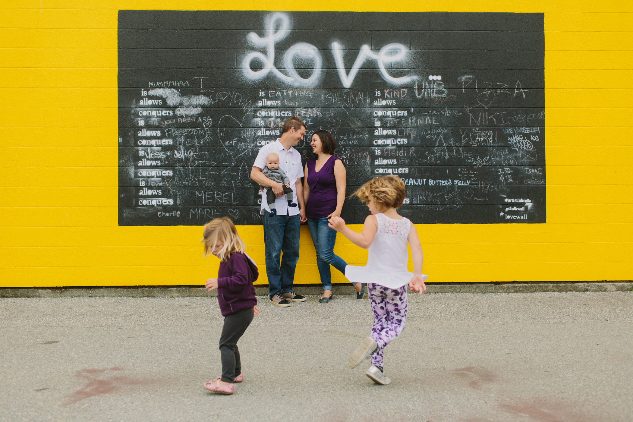 Family Session in front of Love Mural in Granville Island