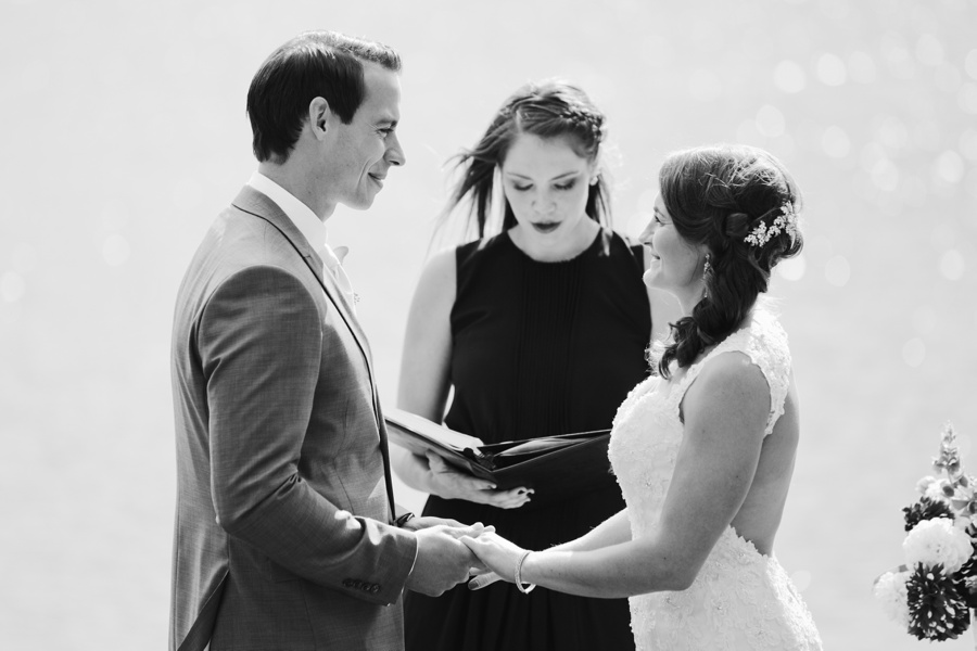 Okanagan bride and groom vows at ceremony
