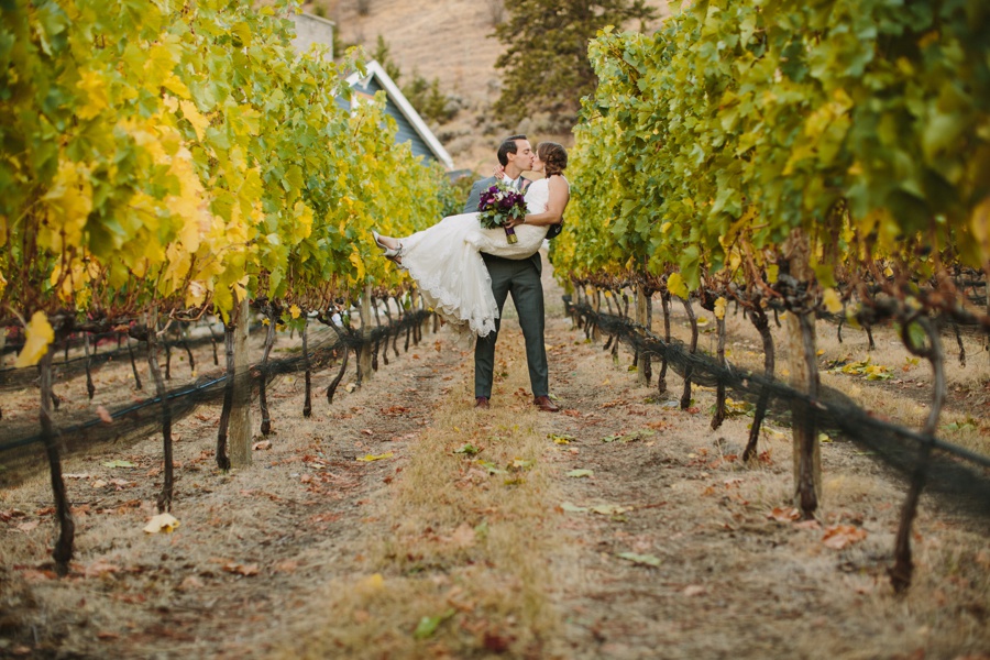 Kissing in Kaleden Grape Vines 
