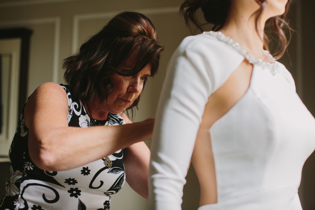 Fairmont Hotel Vancouver wedding dress going on