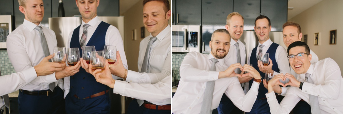 Groom getting ready ahead of wedding at Brix and Mortar