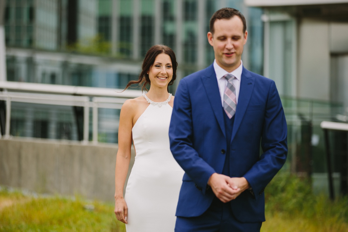 Vancouver bride and groom first look