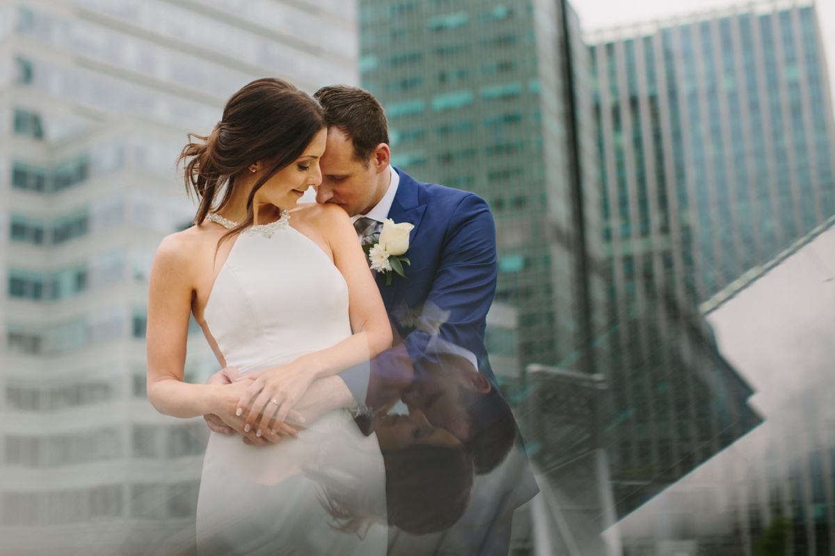 Vancouver bride and groom reflection portrait