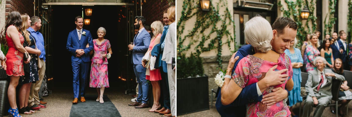 Groom enters at Brix & Mortar