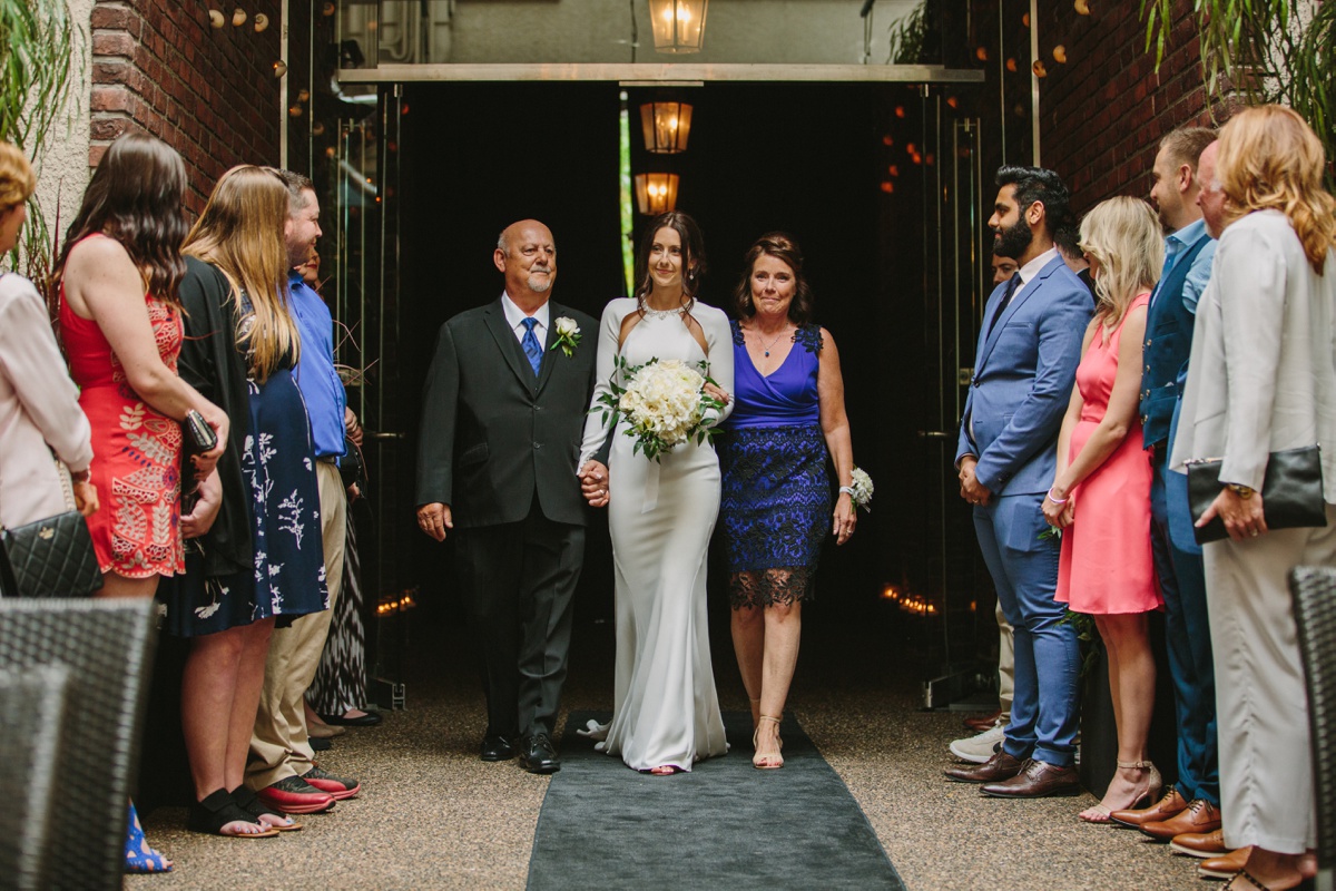 Bridal processional at Brix & Mortar