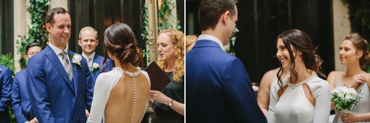 Bride and groom during ceremony at Brix & Mortar