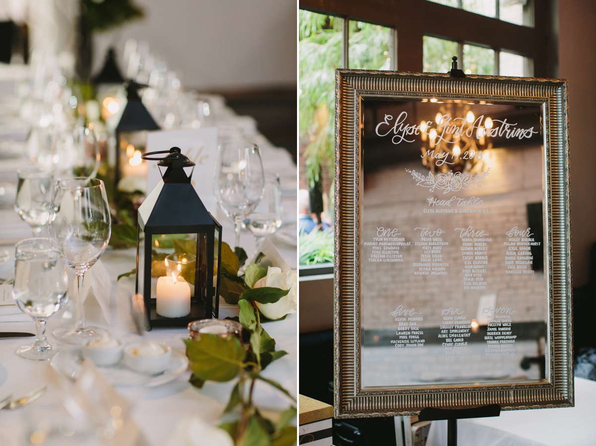 Wedding reception details at Brix & Mortar