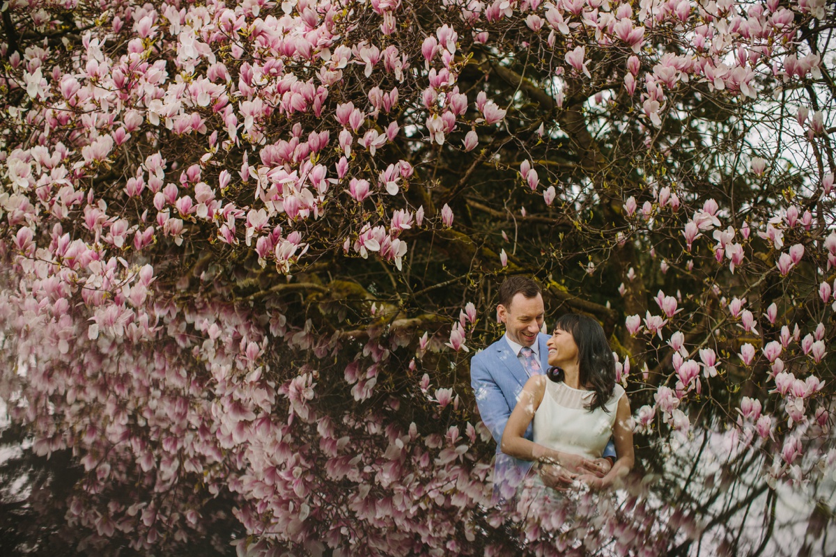 Stanley Park Engagement Session with Cherry Blossoms