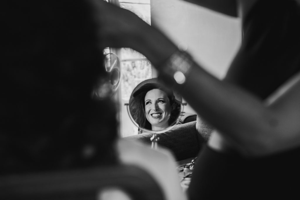 Creative portrait of bride getting ready in Vancouver