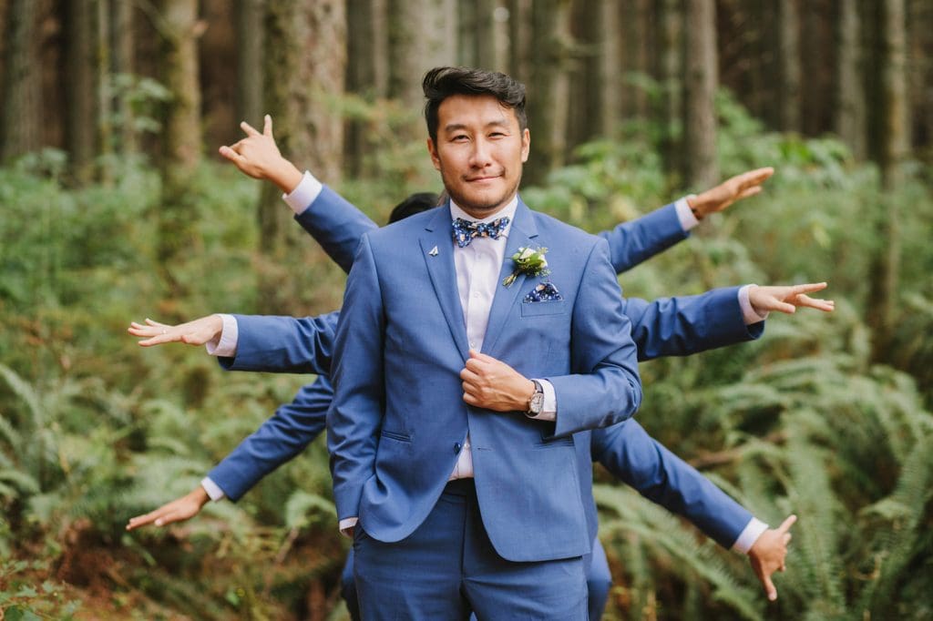 Creative groom portrait in Stanley Park