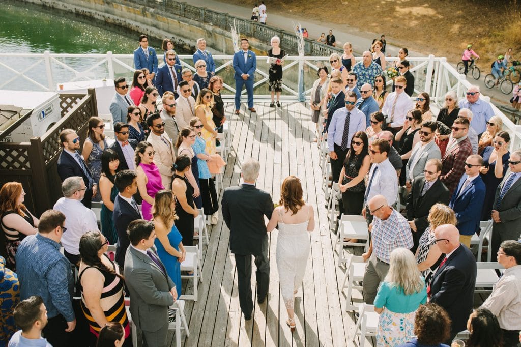 Processional for wedding ceremony at the Vancouver Rowing Club